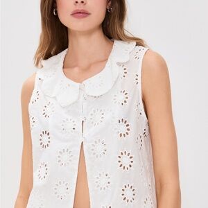 White Eyelet Sleeveless Sweater